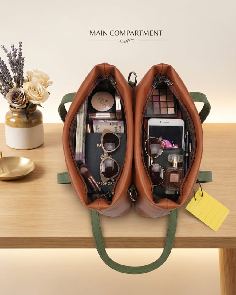 Abc Premium PU Leather Mini Handbag with Long Strap in Tan, Coffee & Cream | High-End Stylish Purse for Women