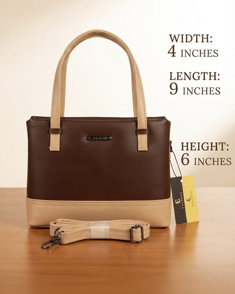 Abc Premium PU Leather Mini Handbag with Long Strap in Tan, Coffee & Cream | High-End Stylish Purse for Women