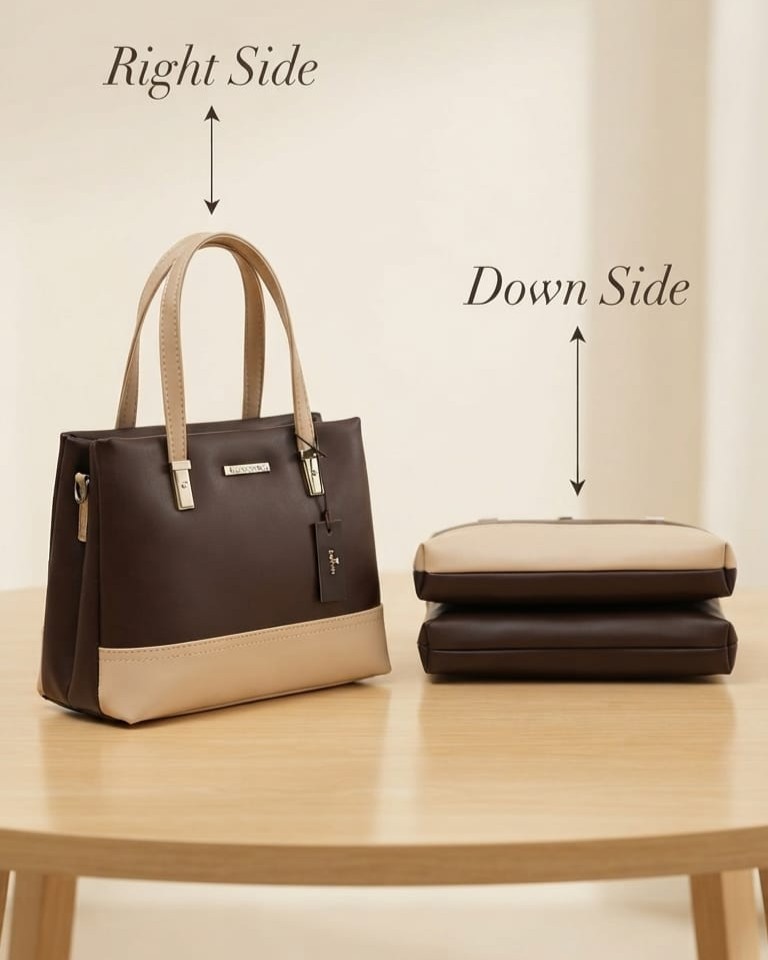 Abc Premium PU Leather Mini Handbag with Long Strap in Tan, Coffee & Cream | High-End Stylish Purse for Women