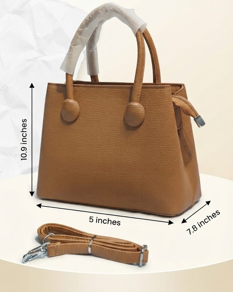 Imported Premium PU Leather Party Wear Handbag with Long Strap in Tan, Light Brown & Black | High-End Evening Purse for Women