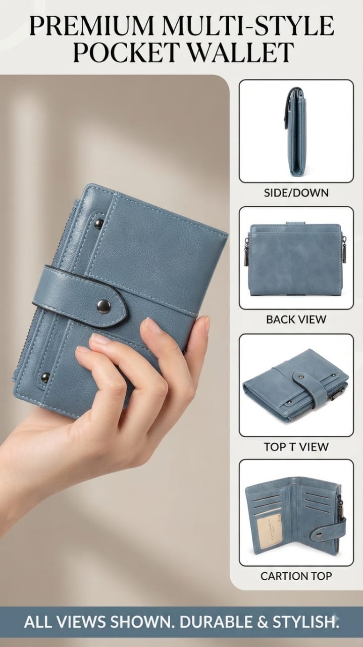 Imported Premium PU Leather Pocket Wallet for Men in Tan, Blue & Brown | Slim Compact Card & Cash Holder