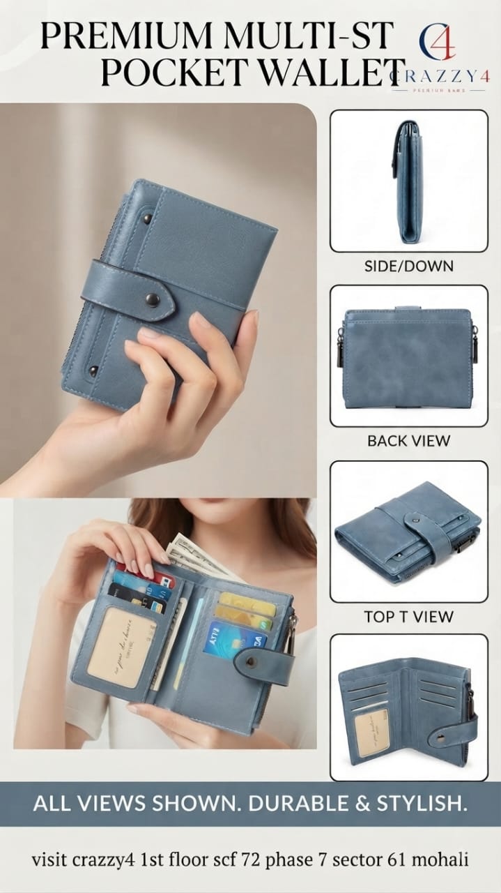 Imported Premium PU Leather Pocket Wallet for Men in Tan, Blue & Brown | Slim Compact Card & Cash Holder
