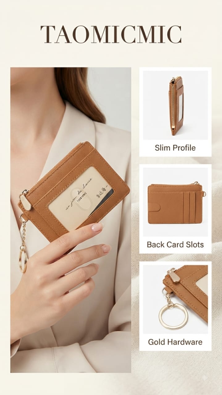 Imported Premium PU Leather Pocket Card Holder Wallet in Blue, Brown, Black & Red | Compact Cash & Coin Holder