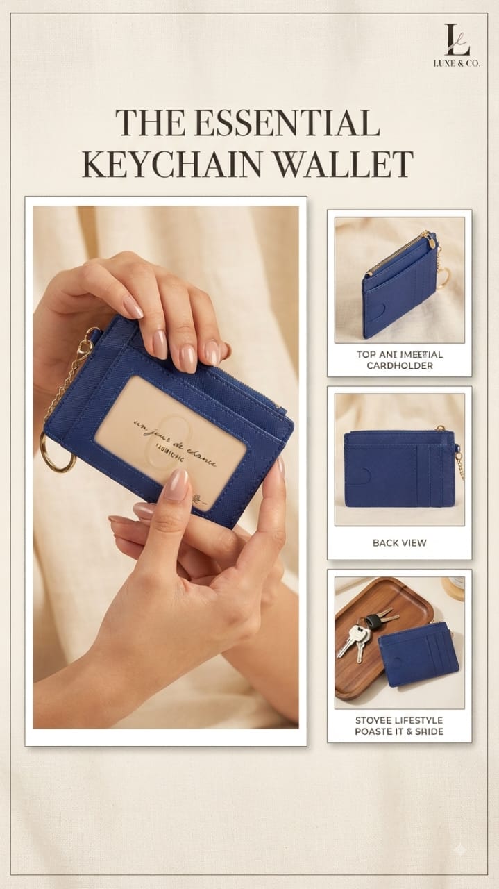 Imported Premium PU Leather Pocket Card Holder Wallet in Blue, Brown, Black & Red | Compact Cash & Coin Holder