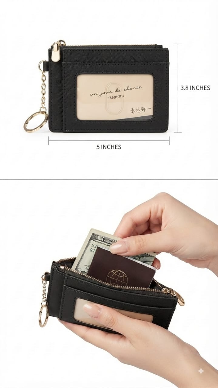 Imported Premium PU Leather Pocket Card Holder Wallet in Blue, Brown, Black & Red | Compact Cash & Coin Holder