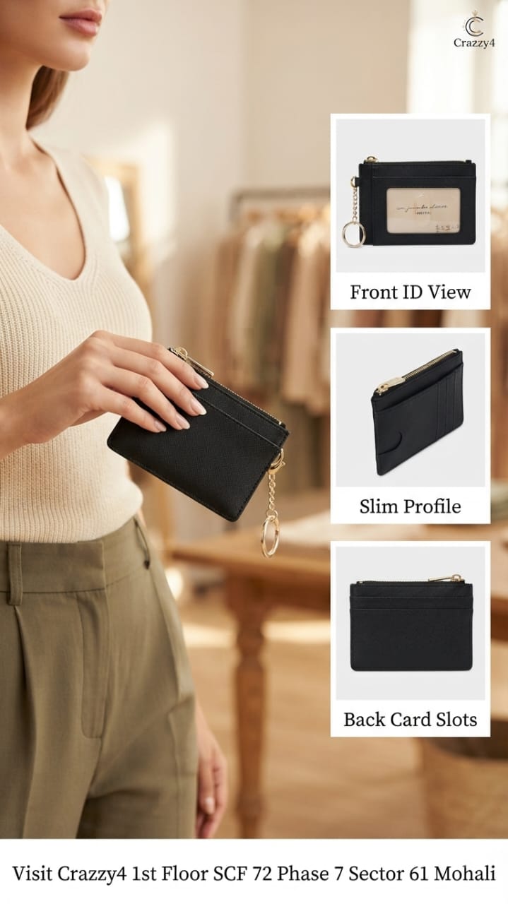 Imported Premium PU Leather Pocket Card Holder Wallet in Blue, Brown, Black & Red | Compact Cash & Coin Holder