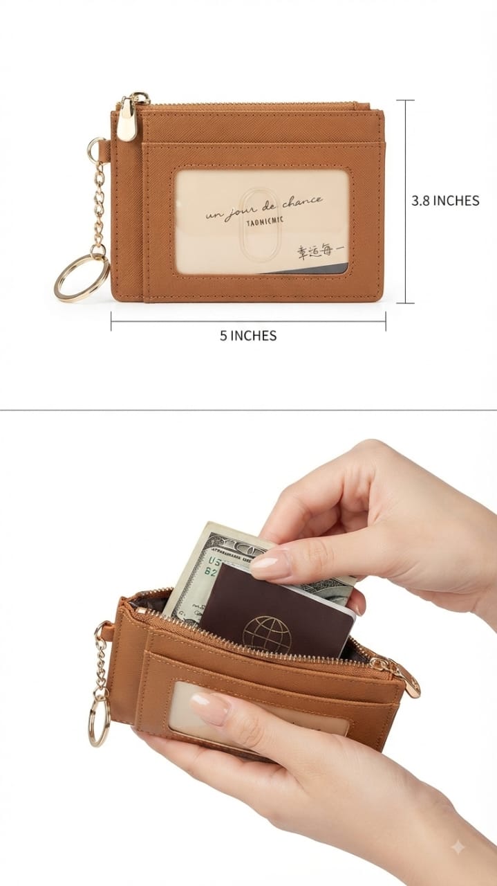 Imported Premium PU Leather Pocket Card Holder Wallet in Blue, Brown, Black & Red | Compact Cash & Coin Holder