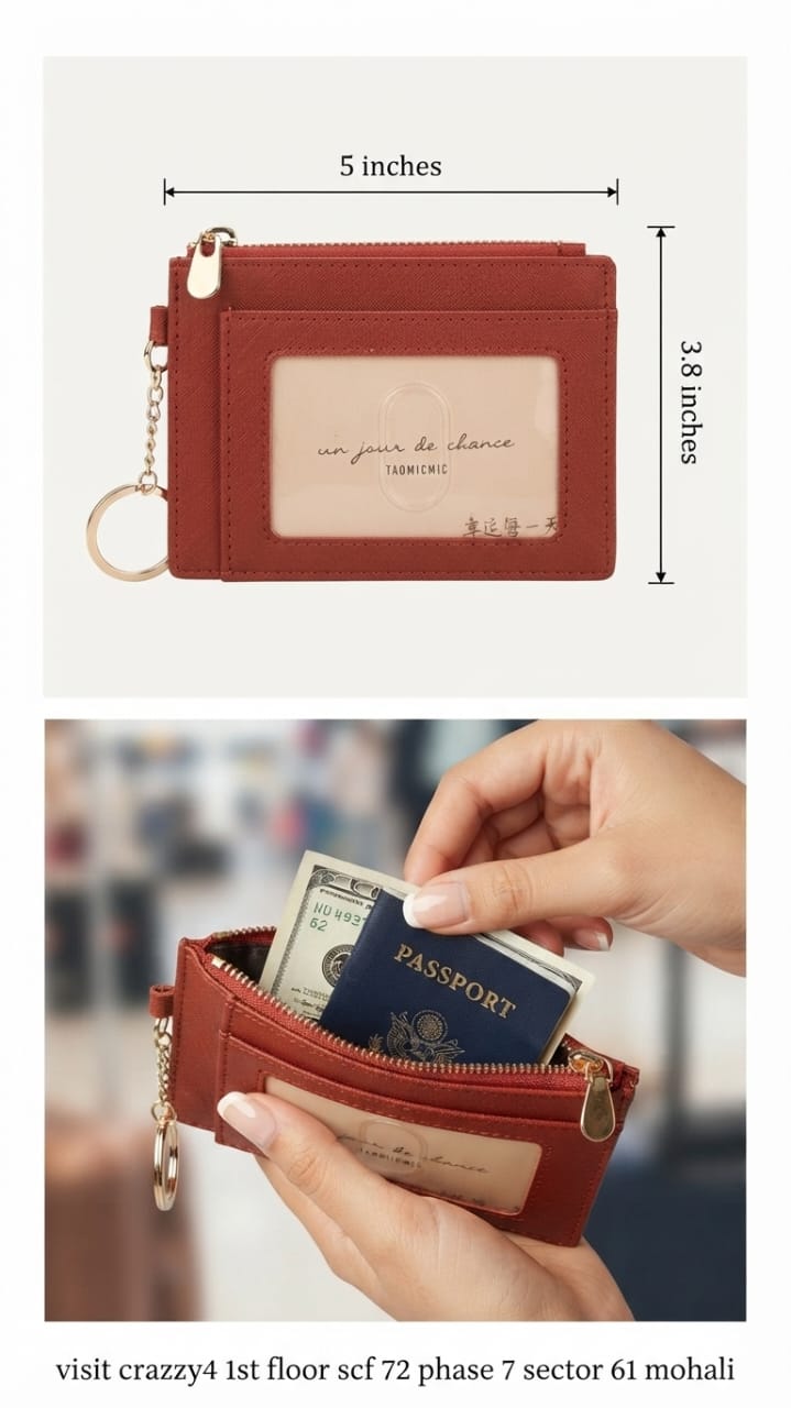 Imported Premium PU Leather Pocket Card Holder Wallet in Blue, Brown, Black & Red | Compact Cash & Coin Holder