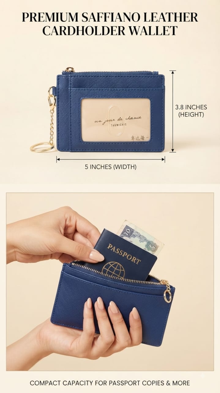 Imported Premium PU Leather Pocket Card Holder Wallet in Blue, Brown, Black & Red | Compact Cash & Coin Holder