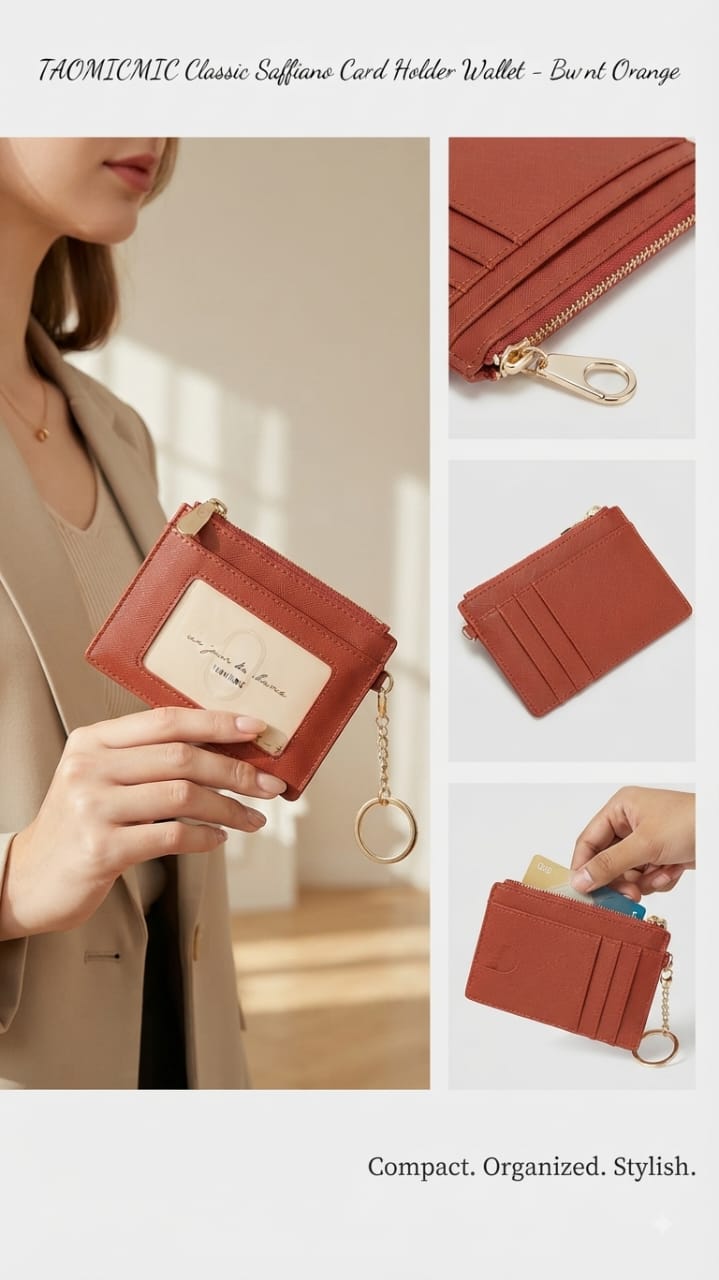 Imported Premium PU Leather Pocket Card Holder Wallet in Blue, Brown, Black & Red | Compact Cash & Coin Holder