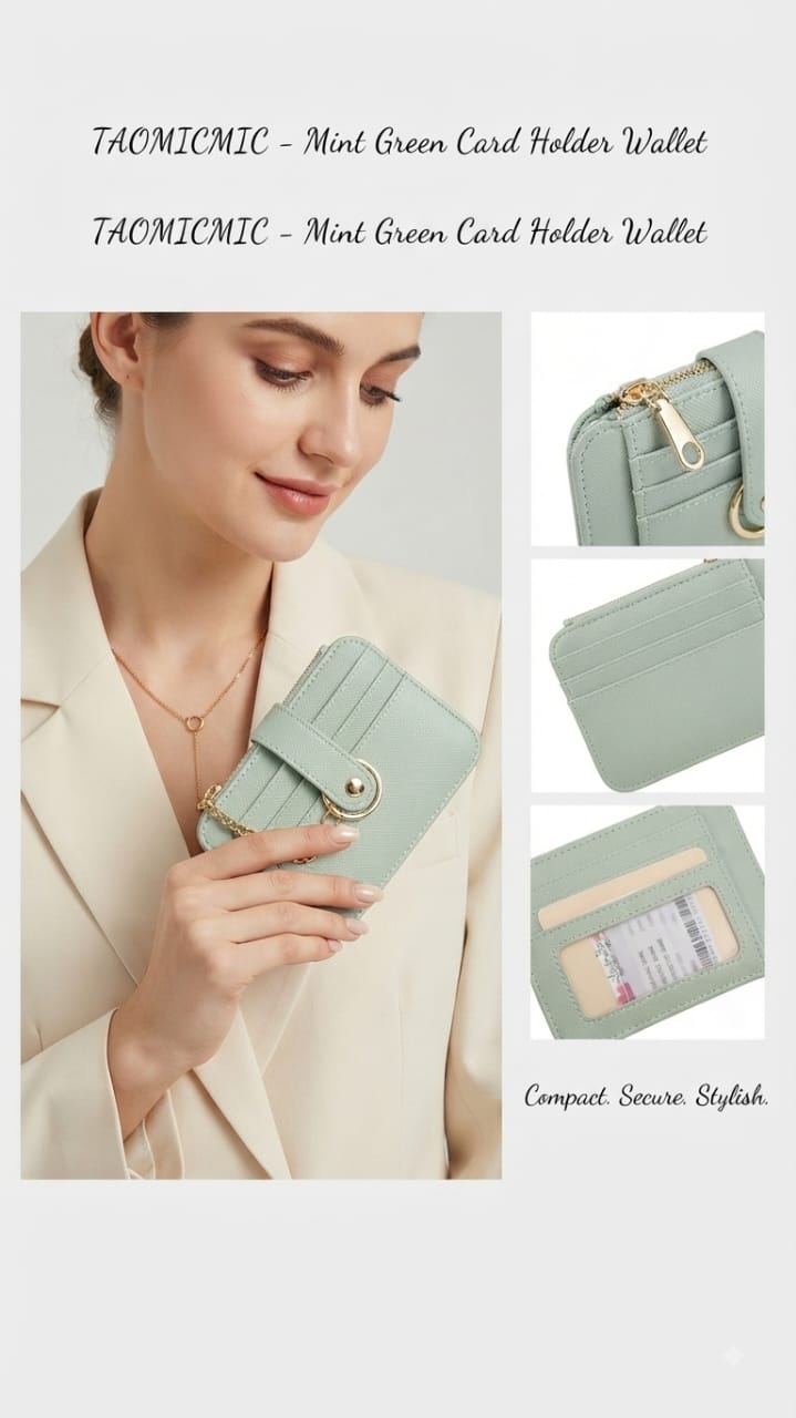 Imported Premium PU Leather Pocket Card Holder Wallet in Mint Green, Pastel Yellow & Light Blue | Compact Cash, Card & Coin Holder