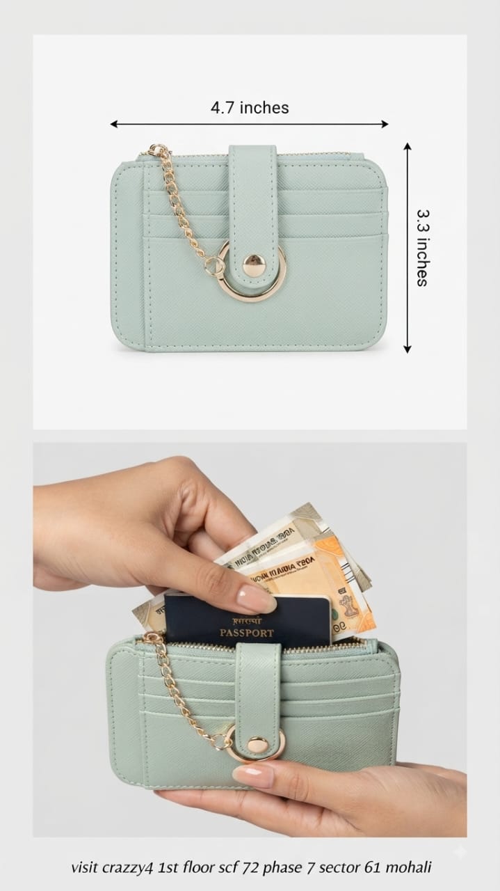 Imported Premium PU Leather Pocket Card Holder Wallet in Mint Green, Pastel Yellow & Light Blue | Compact Cash, Card & Coin Holder