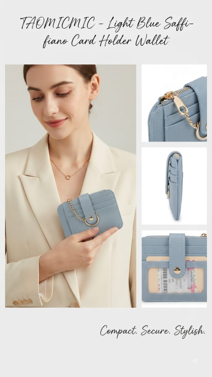 Imported Premium PU Leather Pocket Card Holder Wallet in Mint Green, Pastel Yellow & Light Blue | Compact Cash, Card & Coin Holder