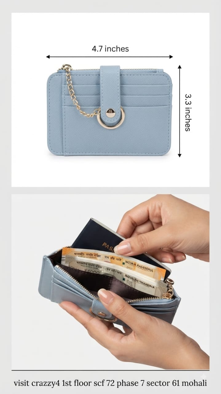Imported Premium PU Leather Pocket Card Holder Wallet in Mint Green, Pastel Yellow & Light Blue | Compact Cash, Card & Coin Holder