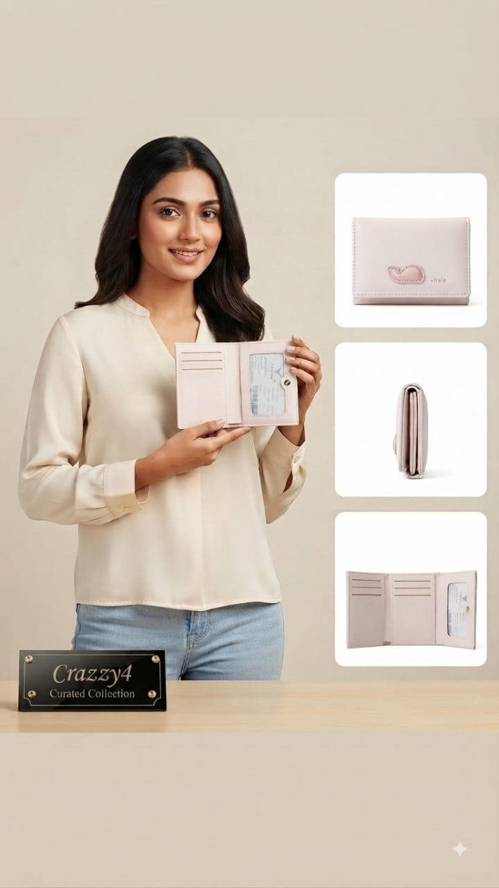 Imported Premium PU Leather Pocket Wallet in Pink, Light Pink, Lavender & Green | Compact Cash & Card Holder
