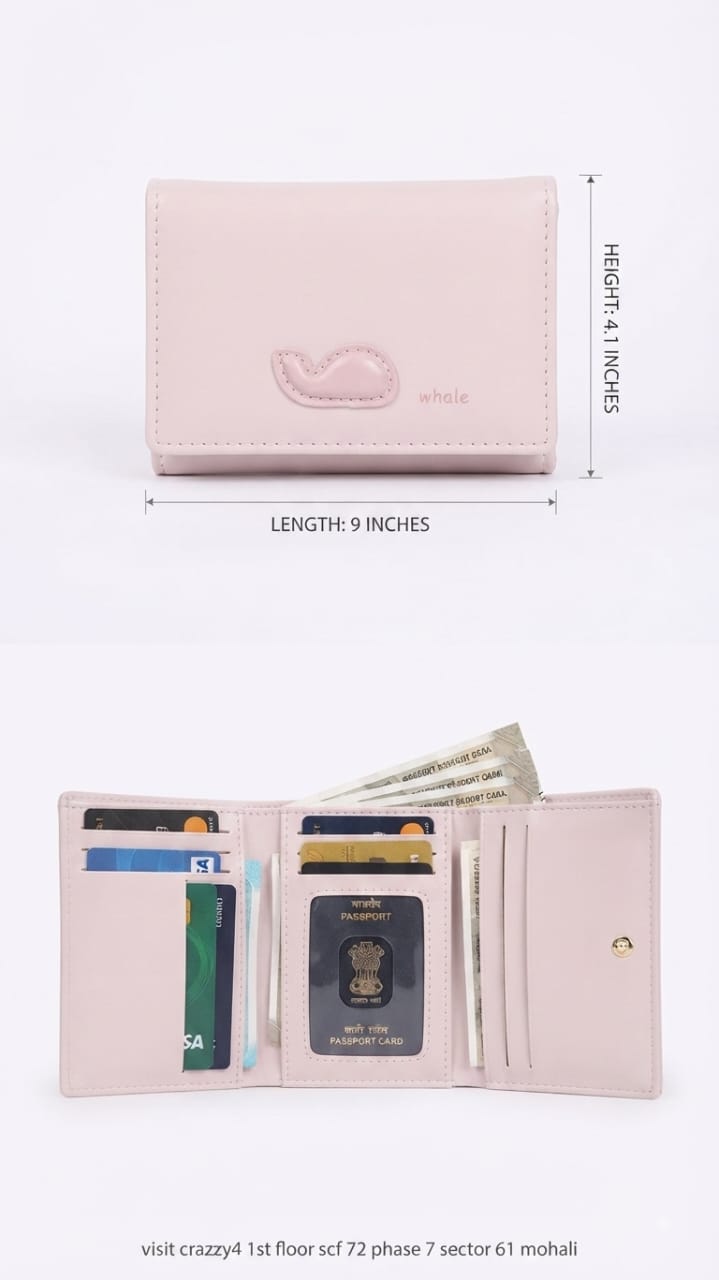 Imported Premium PU Leather Pocket Wallet in Pink, Light Pink, Lavender & Green | Compact Cash & Card Holder