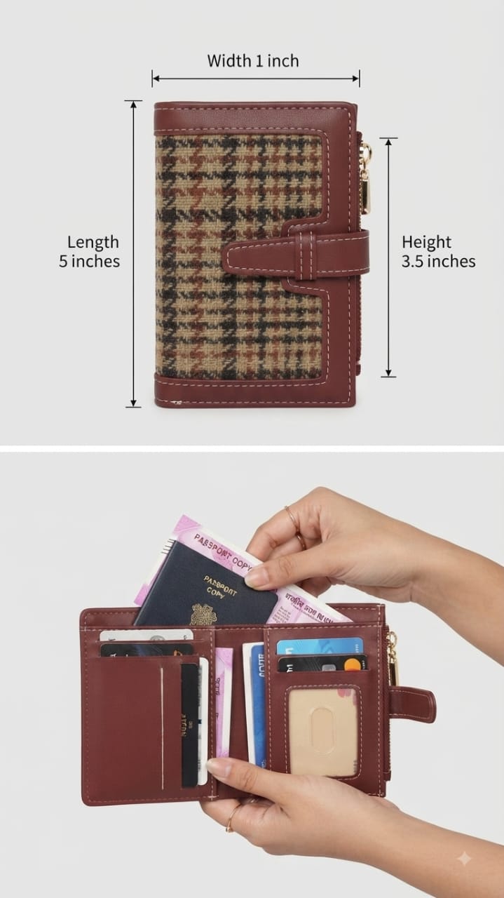 Imported Premium PU Leather Pocket Wallet in Maroon & Light Brown | Compact Cash, Card & Coin Wallet
