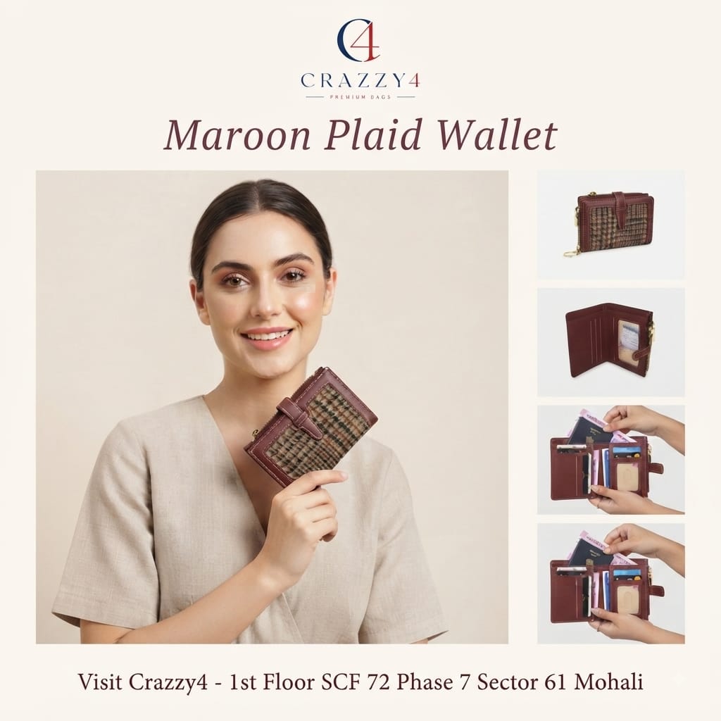 Imported Premium PU Leather Pocket Wallet in Maroon & Light Brown | Compact Cash, Card & Coin Wallet