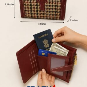 Imported Premium PU Leather Pocket Wallet in Maroon & Light Brown | Compact Cash, Card & Coin Wallet
