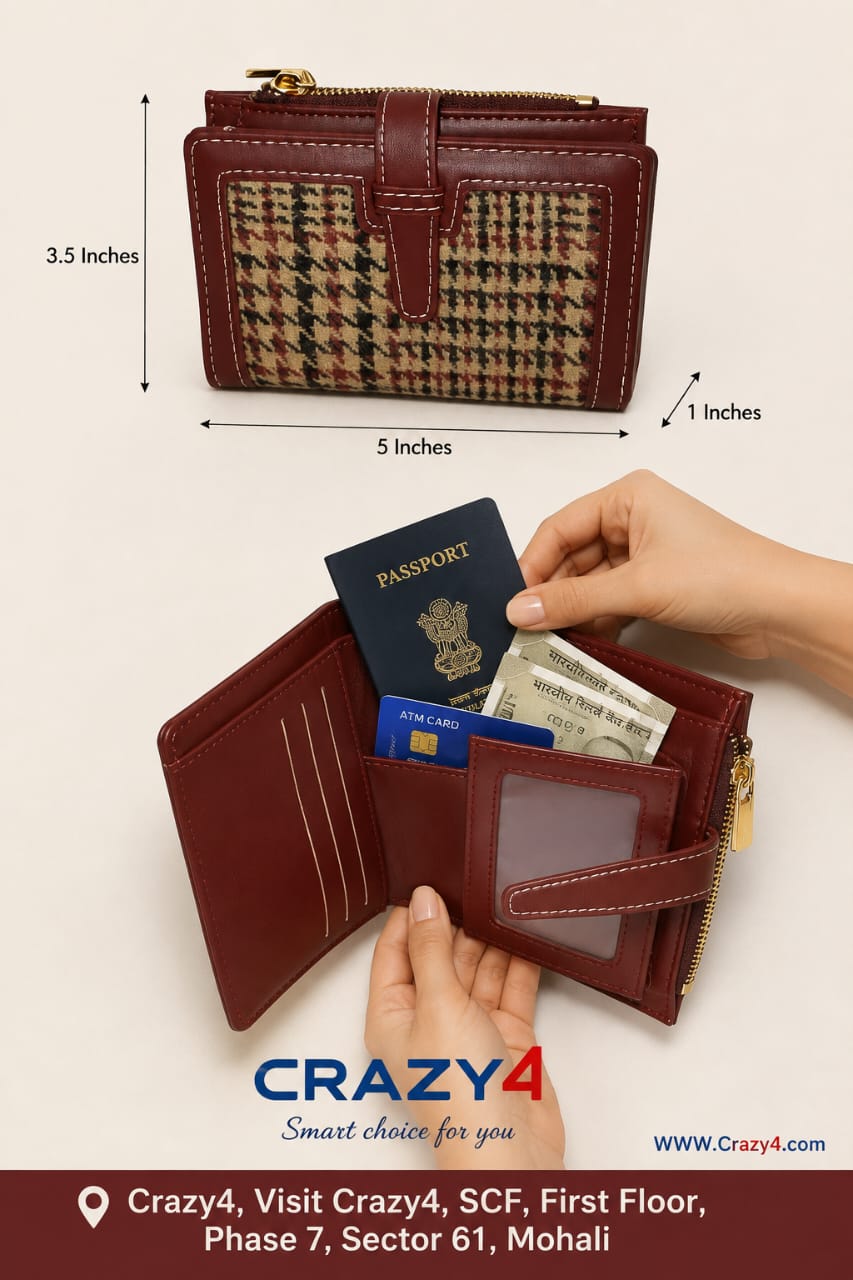 Imported Premium PU Leather Pocket Wallet in Maroon & Light Brown | Compact Cash, Card & Coin Wallet