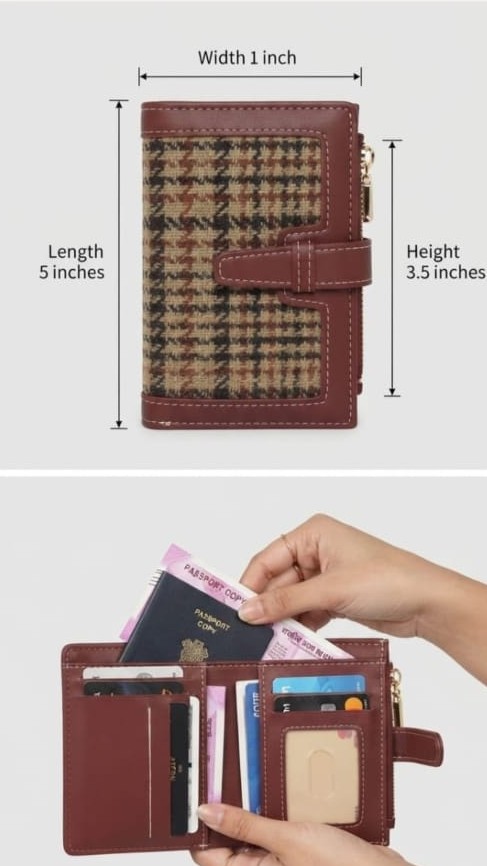 Imported Premium PU Leather Pocket Wallet in Maroon & Light Brown | Compact Cash, Card & Coin Wallet