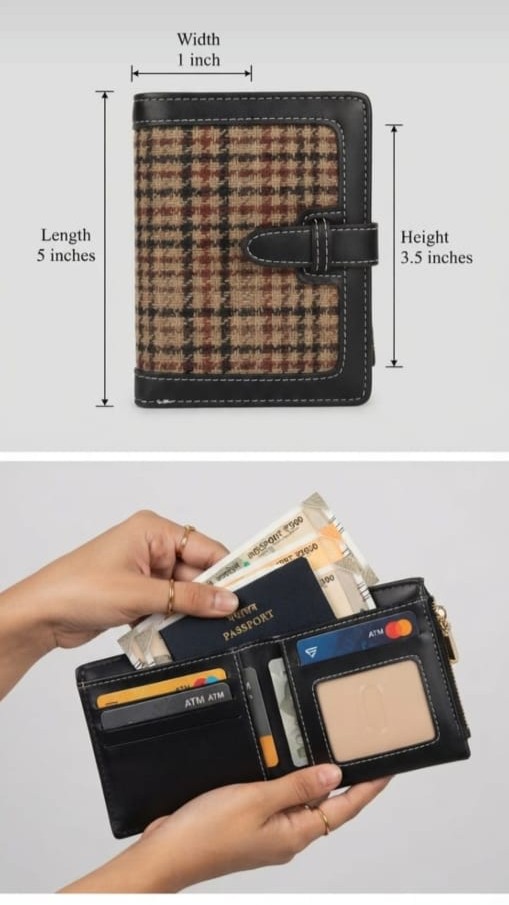 Imported Premium PU Leather Pocket Wallet in Maroon & Light Brown | Compact Cash, Card & Coin Wallet