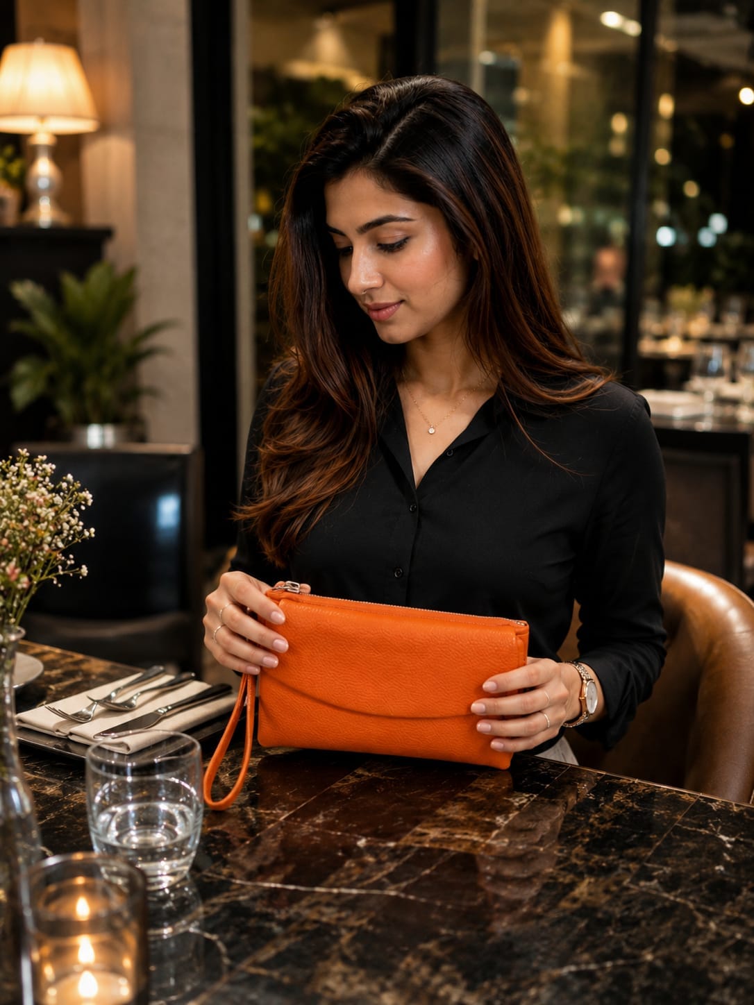 Imported Premium PU Leather Wallet in Vibrant Orange, Black & Khaki | Compact Cash, Card & Coin Wallet