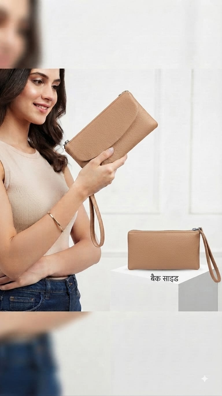 Imported Premium PU Leather Wallet in Vibrant Orange, Black & Khaki | Compact Cash, Card & Coin Wallet