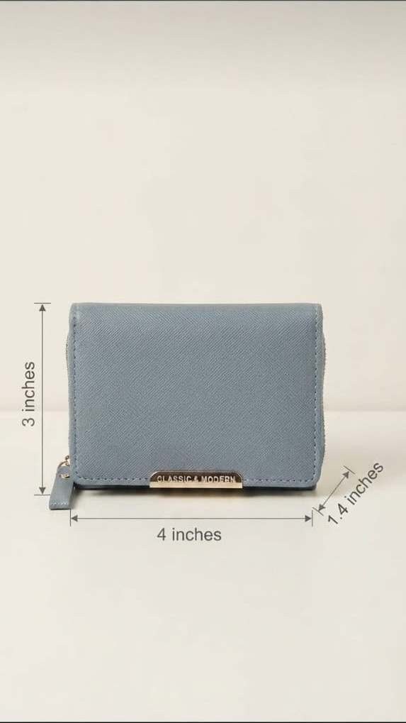 Imported Premium PU Leather Pocket Wallet in Sky Blue | Compact Cash, Card & Coin Wallet