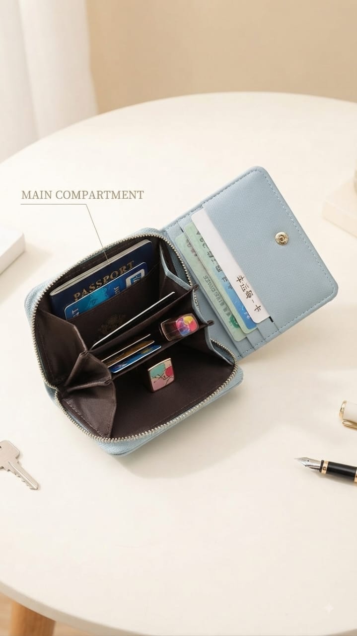 Imported Premium PU Leather Pocket Wallet in Sky Blue, Maroon, Pink & Black | Compact Cash, Card & Coin Wallet