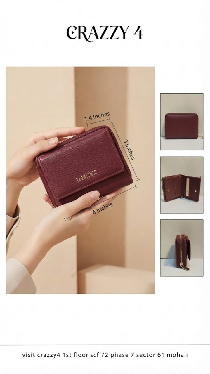 Imported Premium PU Leather Pocket Wallet in Sky Blue, Maroon, Pink & Black | Compact Cash, Card & Coin Wallet