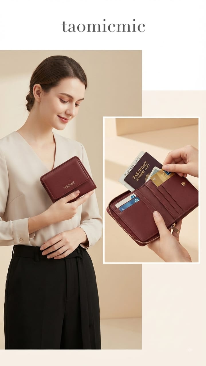 Imported Premium PU Leather Pocket Wallet in Sky Blue, Maroon, Pink & Black | Compact Cash, Card & Coin Wallet