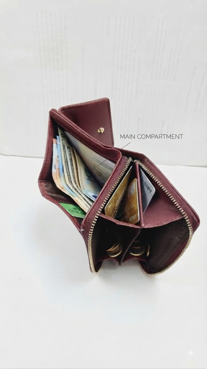 Imported Premium PU Leather Pocket Wallet in Sky Blue, Maroon, Pink & Black | Compact Cash, Card & Coin Wallet