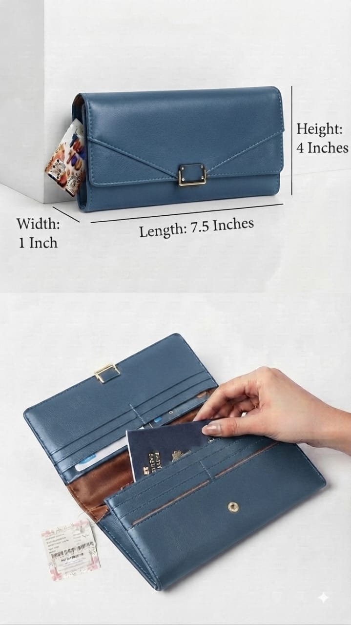 Imported Premium PU Leather Mobile Clutch Wallet in Blue, Green, Brown & Black | Compact Smartphone, Cash, Card & Coin Purse