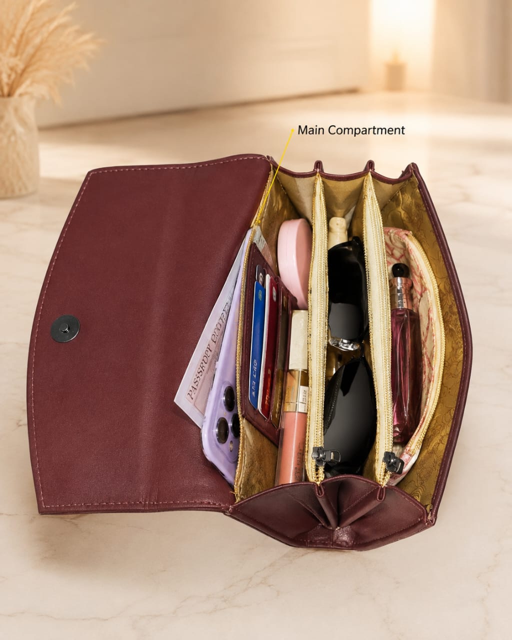 Flauntit Premium PU Leather Hand Clutch Wallet in Black, Cherry, Gray & Brown | Compact Smartphone, Cash, Card & Coin Purse