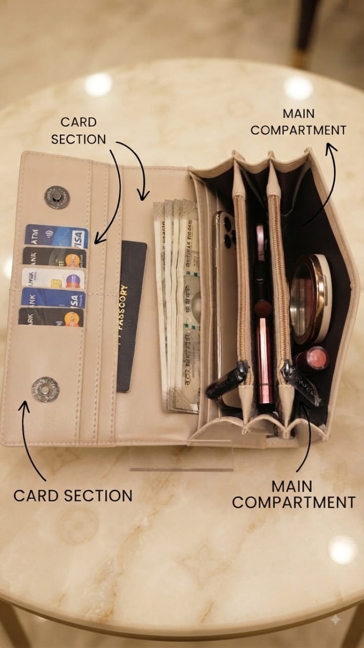 Essence Premium PU Leather Hand Clutch Wallet in Sky Blue | Compact Smartphone, Cash, Card & Coin Purse