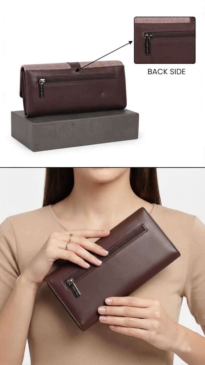 Essence Premium PU Leather Hand Clutch Wallet in Sky Blue | Compact Smartphone, Cash, Card & Coin Purse
