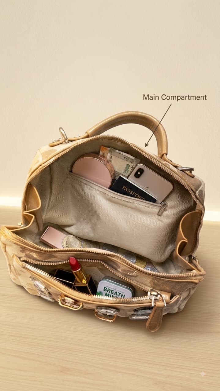 Imported Premium PU Leather Party Wear Handbag in Gold | Luxury Smartphone, Cash, Card & Coin Evening Purse