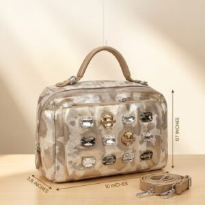 Imported Premium PU Leather Party Wear Handbag in Gold | Luxury Smartphone, Cash, Card & Coin Evening Purse