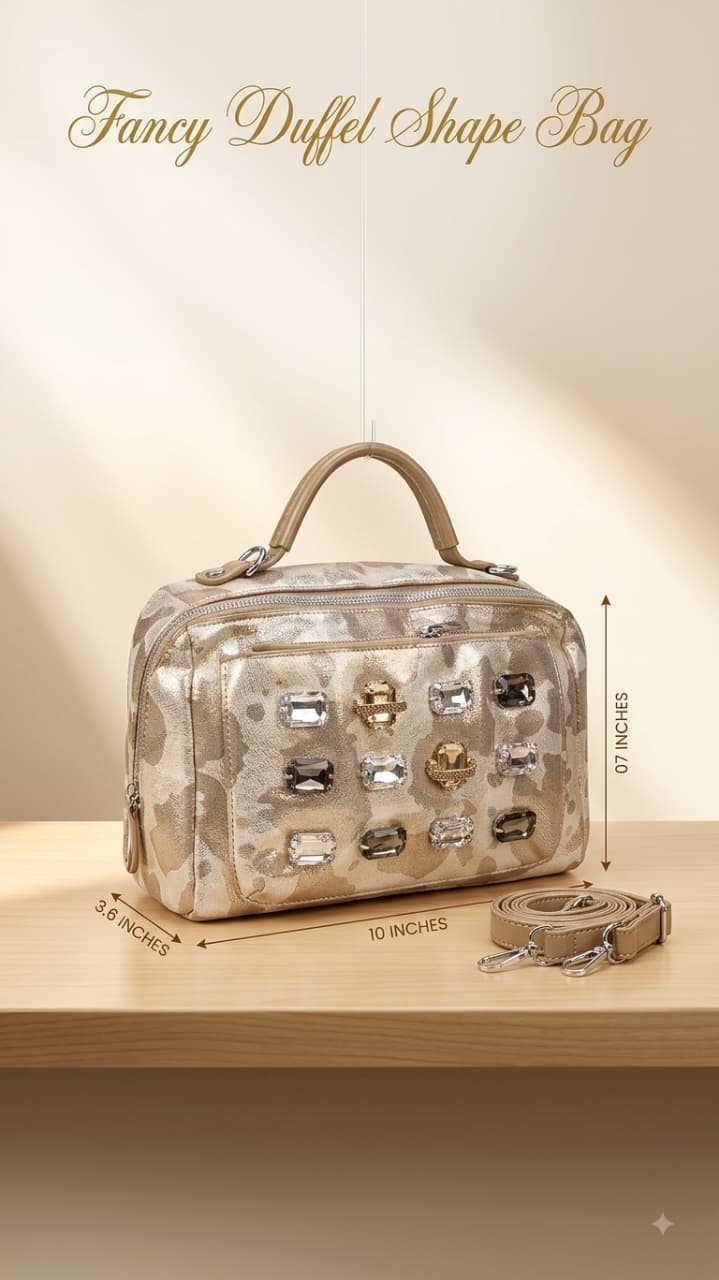 Imported Premium PU Leather Party Wear Handbag in Gold | Luxury Smartphone, Cash, Card & Coin Evening Purse