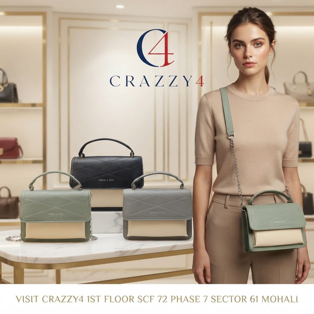 CK Premium PU Leather Trendy Handbag in Black, Green & Gray | Stylish 3-Compartment Smartphone, Cash, Card & Coin Purse