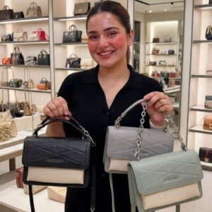 CK Premium PU Leather Trendy Handbag in Black, Green & Gray | Stylish 3-Compartment Smartphone, Cash, Card & Coin Purse