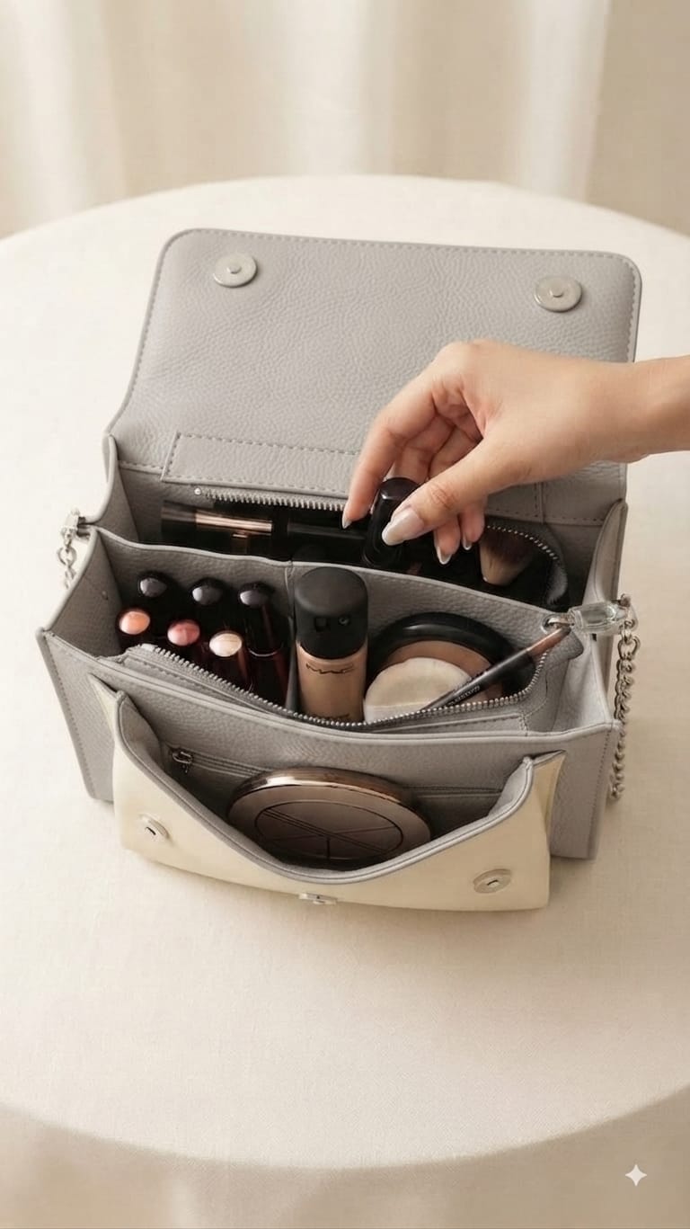 CK Premium PU Leather Trendy Handbag in Black, Green & Gray | Stylish 3-Compartment Smartphone, Cash, Card & Coin Purse