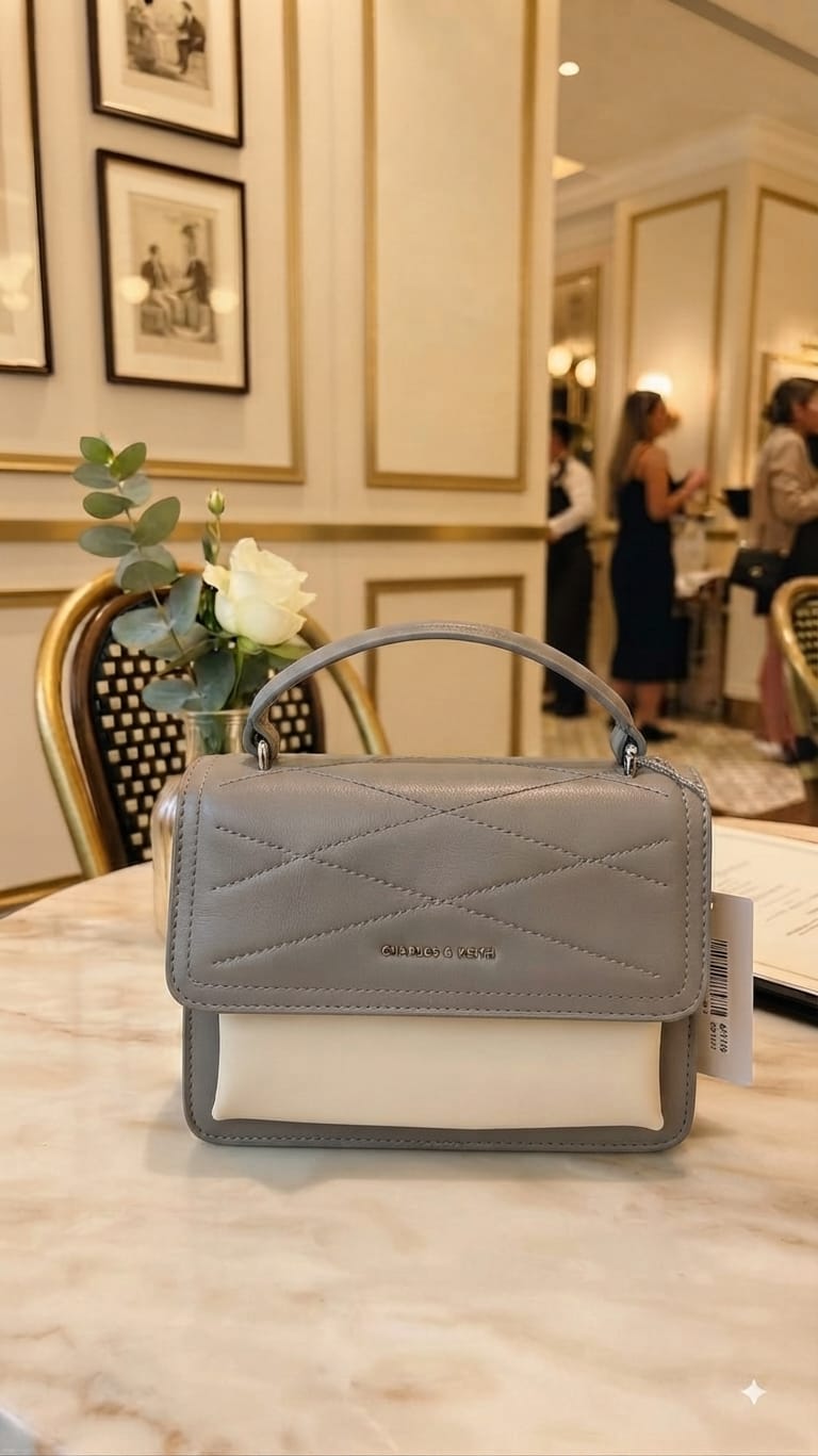 CK Premium PU Leather Trendy Handbag in Black, Green & Gray | Stylish 3-Compartment Smartphone, Cash, Card & Coin Purse