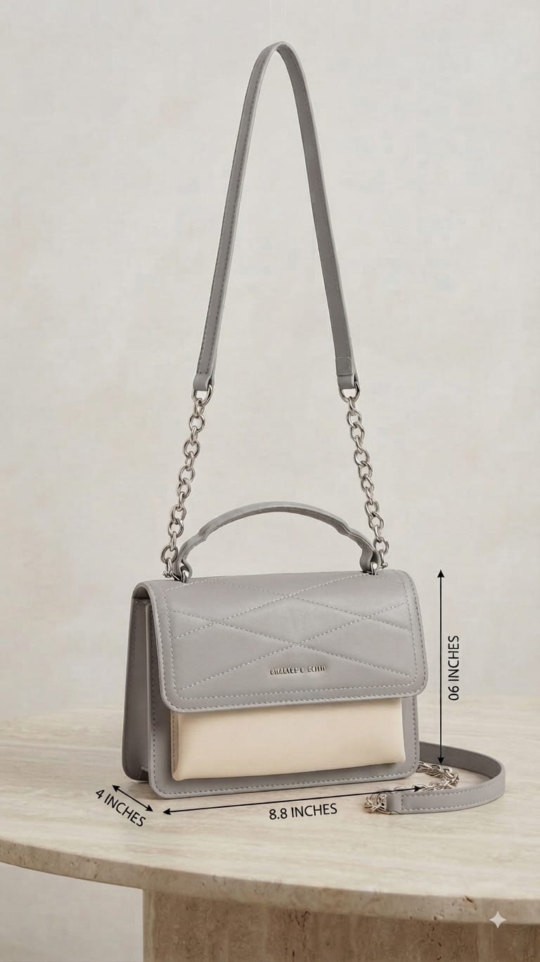 CK Premium PU Leather Trendy Handbag in Black, Green & Gray | Stylish 3-Compartment Smartphone, Cash, Card & Coin Purse