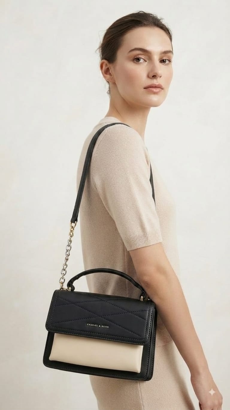 CK Premium PU Leather Trendy Handbag in Black, Green & Gray | Stylish 3-Compartment Smartphone, Cash, Card & Coin Purse