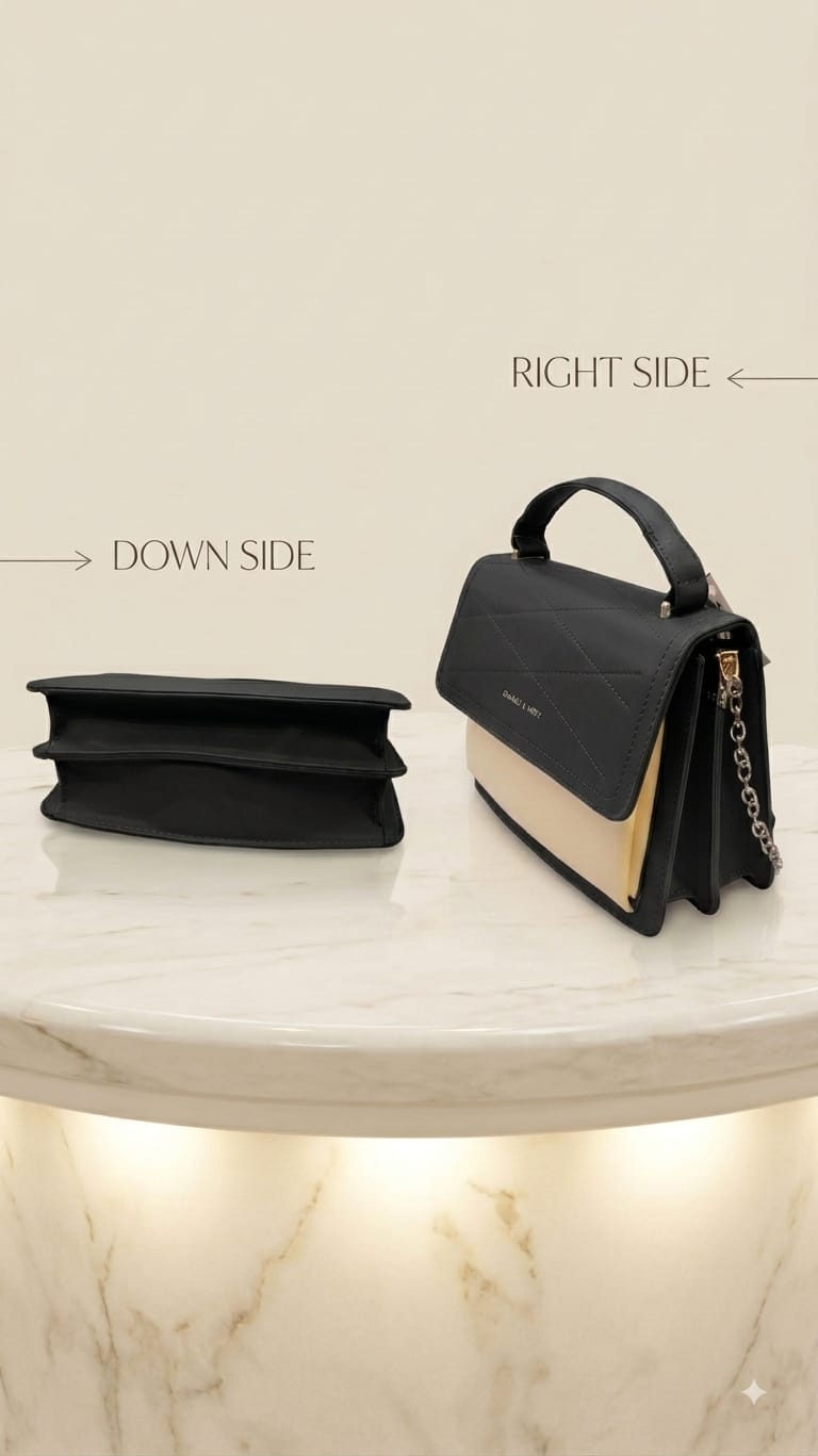 CK Premium PU Leather Trendy Handbag in Black, Green & Gray | Stylish 3-Compartment Smartphone, Cash, Card & Coin Purse