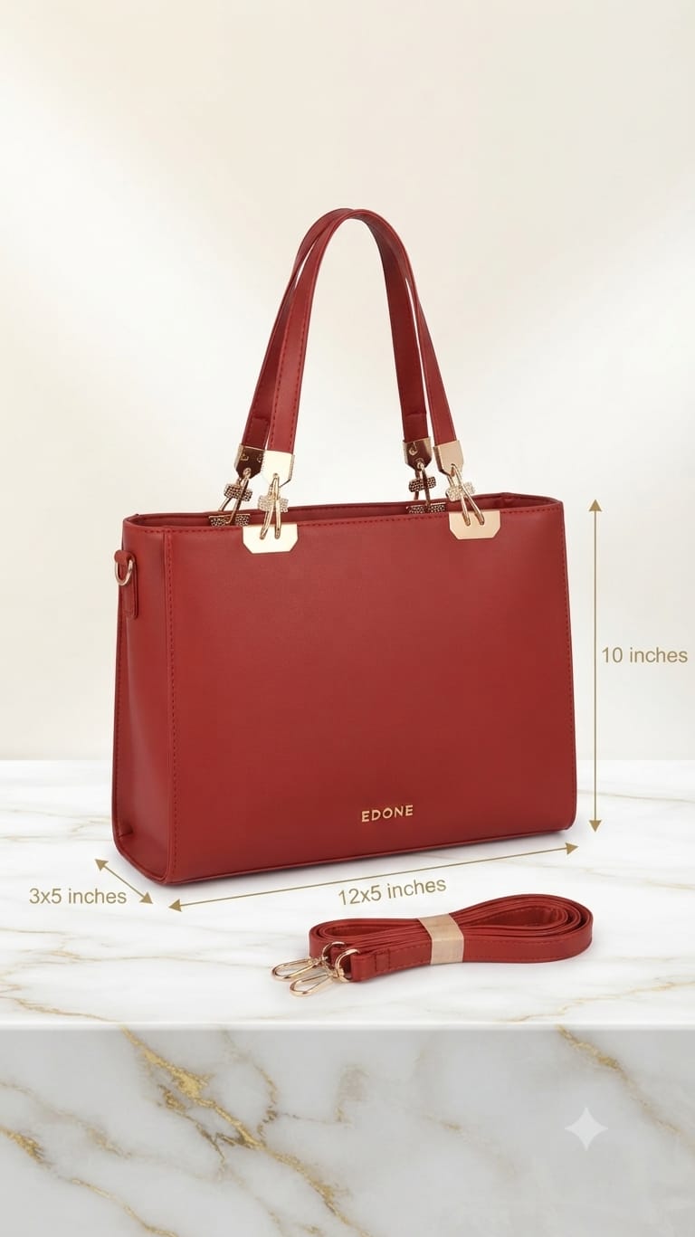 Edone Premium PU Leather Party Handbag with Long Strap in Tan, Maroon, Camel, Green & Cream | Elegant Multi-Compartment Evening Purse