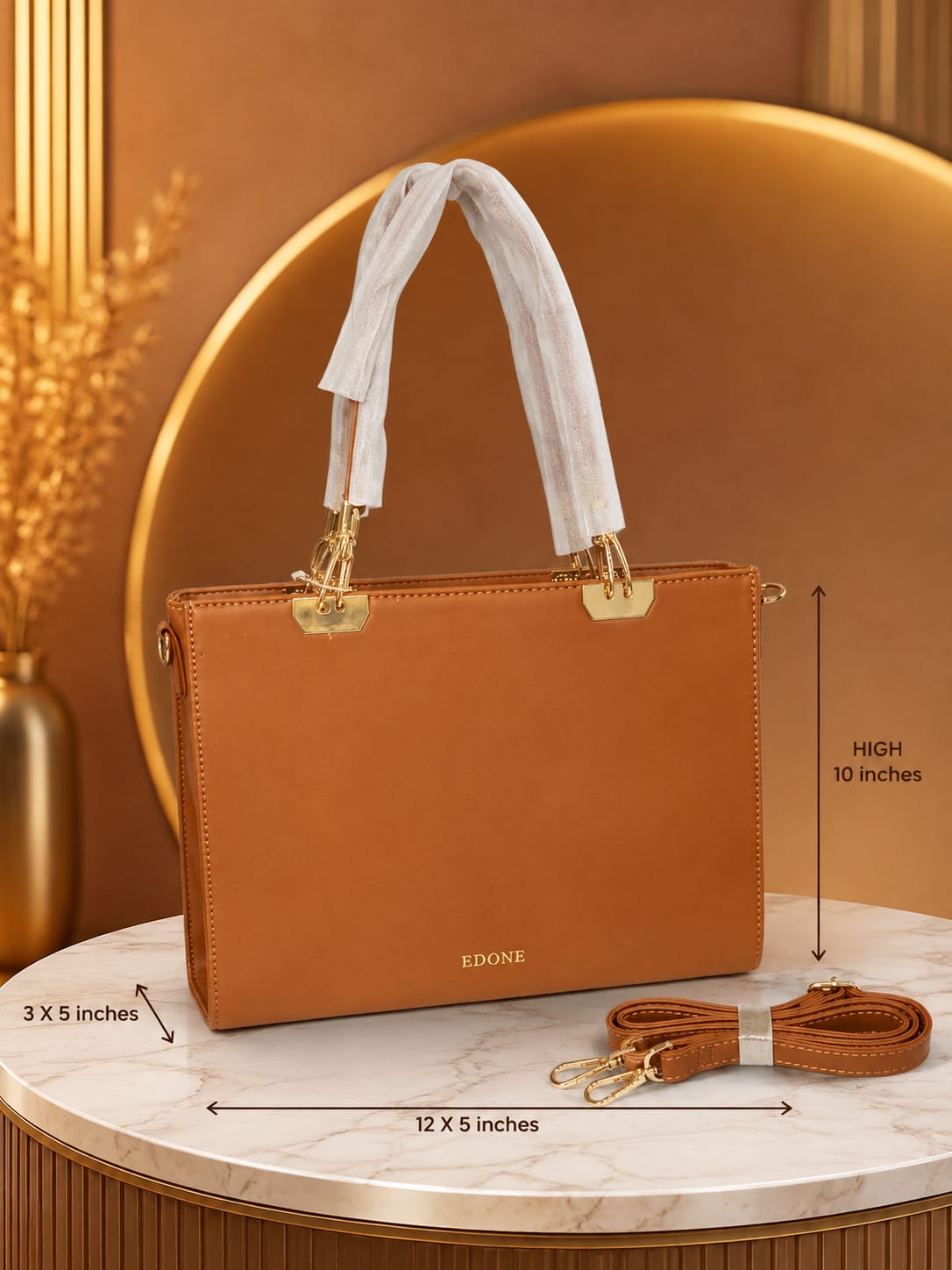Edone Premium PU Leather Party Handbag with Long Strap in Tan, Maroon, Camel, Green & Cream | Elegant Multi-Compartment Evening Purse