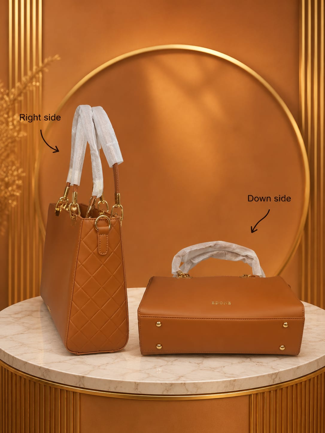 Edone Premium PU Leather Party Handbag with Long Strap in Tan, Maroon, Camel, Green & Cream | Elegant Multi-Compartment Evening Purse